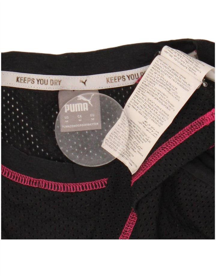 PUMA T-shirt court graphique pour femme UK 44 Polyester rayé noir moyen