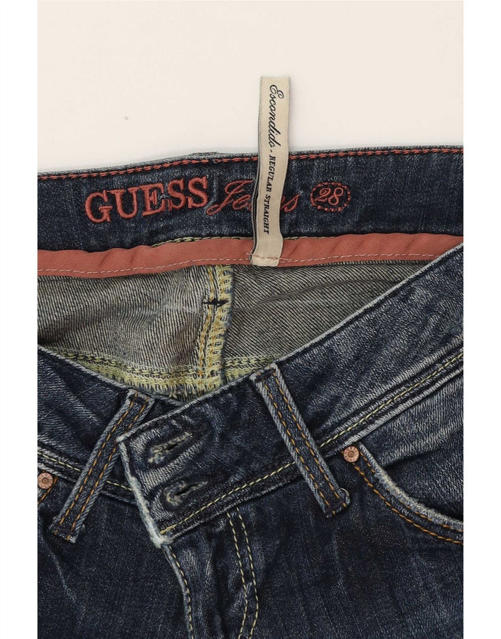 Guess Jean Droit Regular Femme W28 L27 Bleu Marine Coton