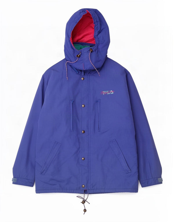 Fila Veste coupe-vent à capuche pour homme IT 52 2XL Bleu Colorblock Polyester