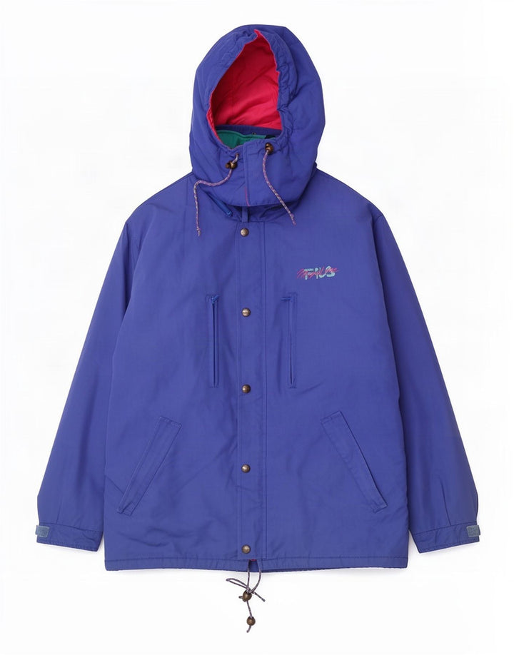 Fila Veste coupe-vent à capuche pour homme IT 52 2XL Bleu Colorblock Polyester