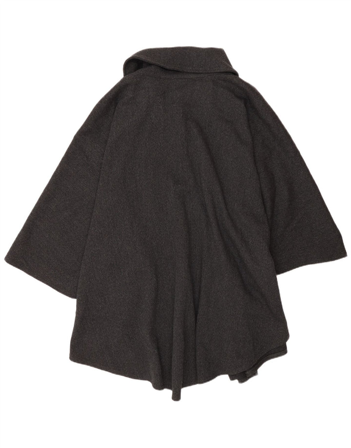 Francesca Manteau Cape Femme UK 14 Laine à Rayures Gris Moyen