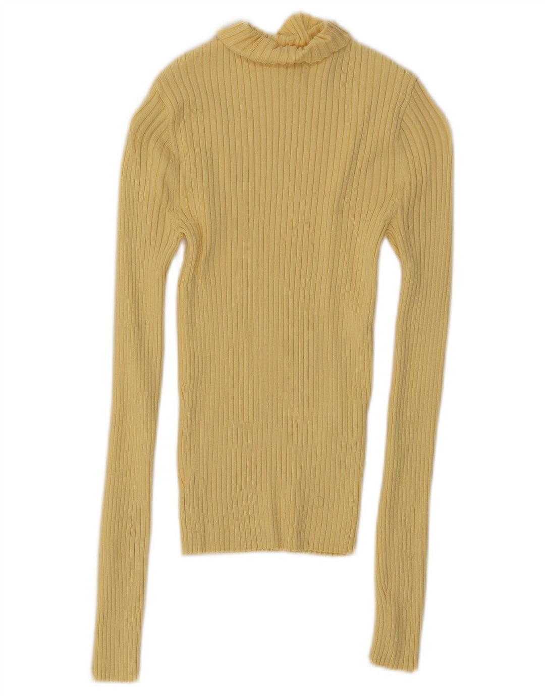 Zara Femme Crop Top Manches Longues UK 8 Small Jaune Viscose