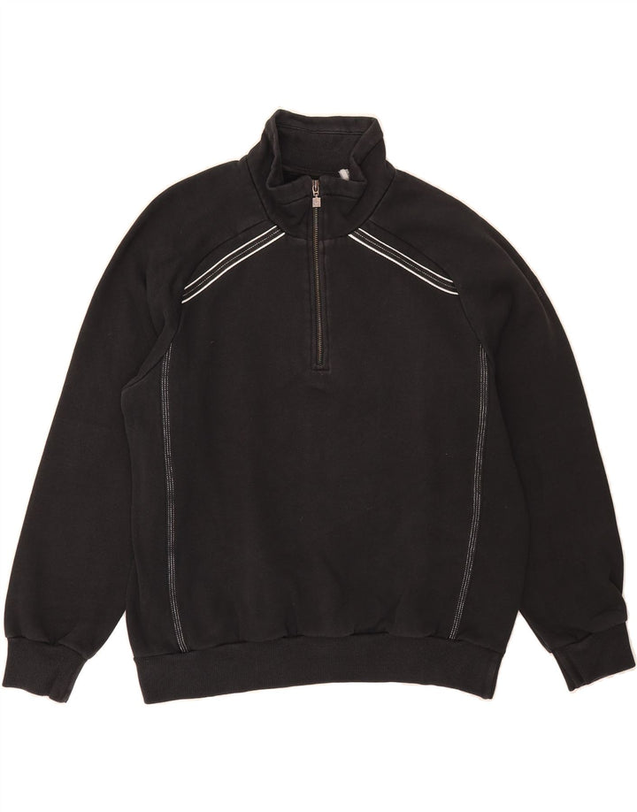 LOTTO Womens Zip Neck Sweatshirt Jumper UK 16 Large Black Vintage Lotto and Second-Hand Lotto from Messina Hembry 