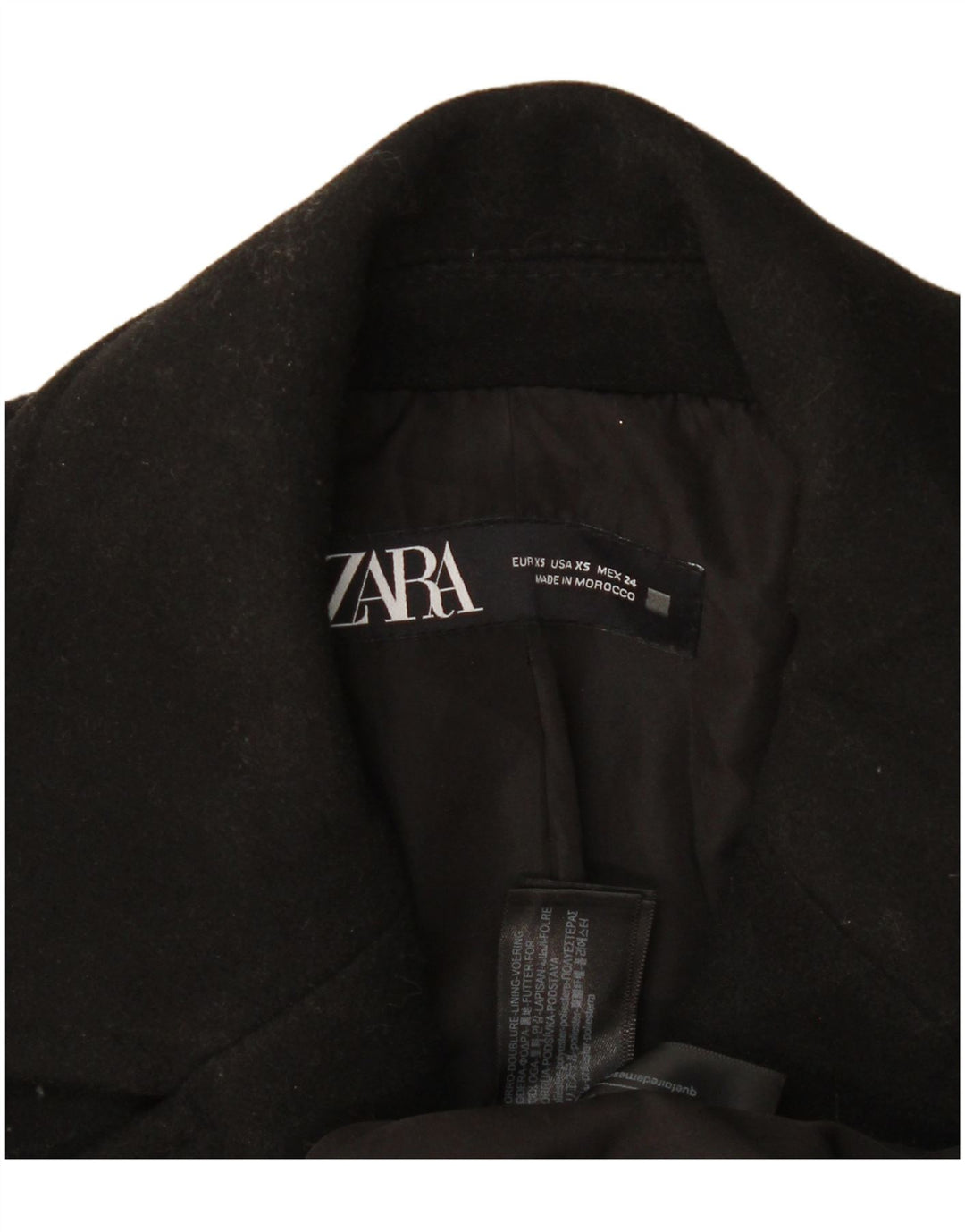 Zara Manteau surdimensionné à double boutonnage pour femme UK 6 XS Noir Polyester