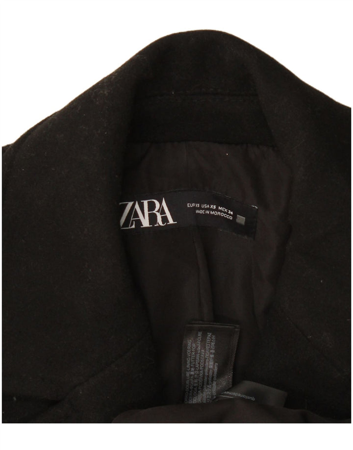 Zara Manteau surdimensionné à double boutonnage pour femme UK 6 XS Noir Polyester