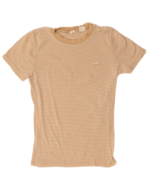 Levi's T-Shirt Femme UK 8 Petit Coton Rayé Beige
