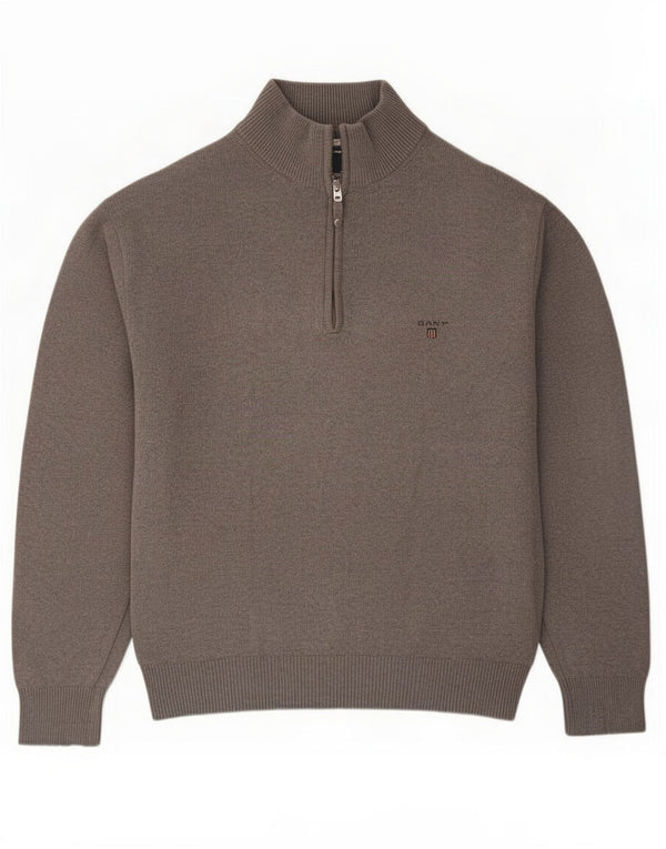 Gant Pull col zippé homme grand gris coton