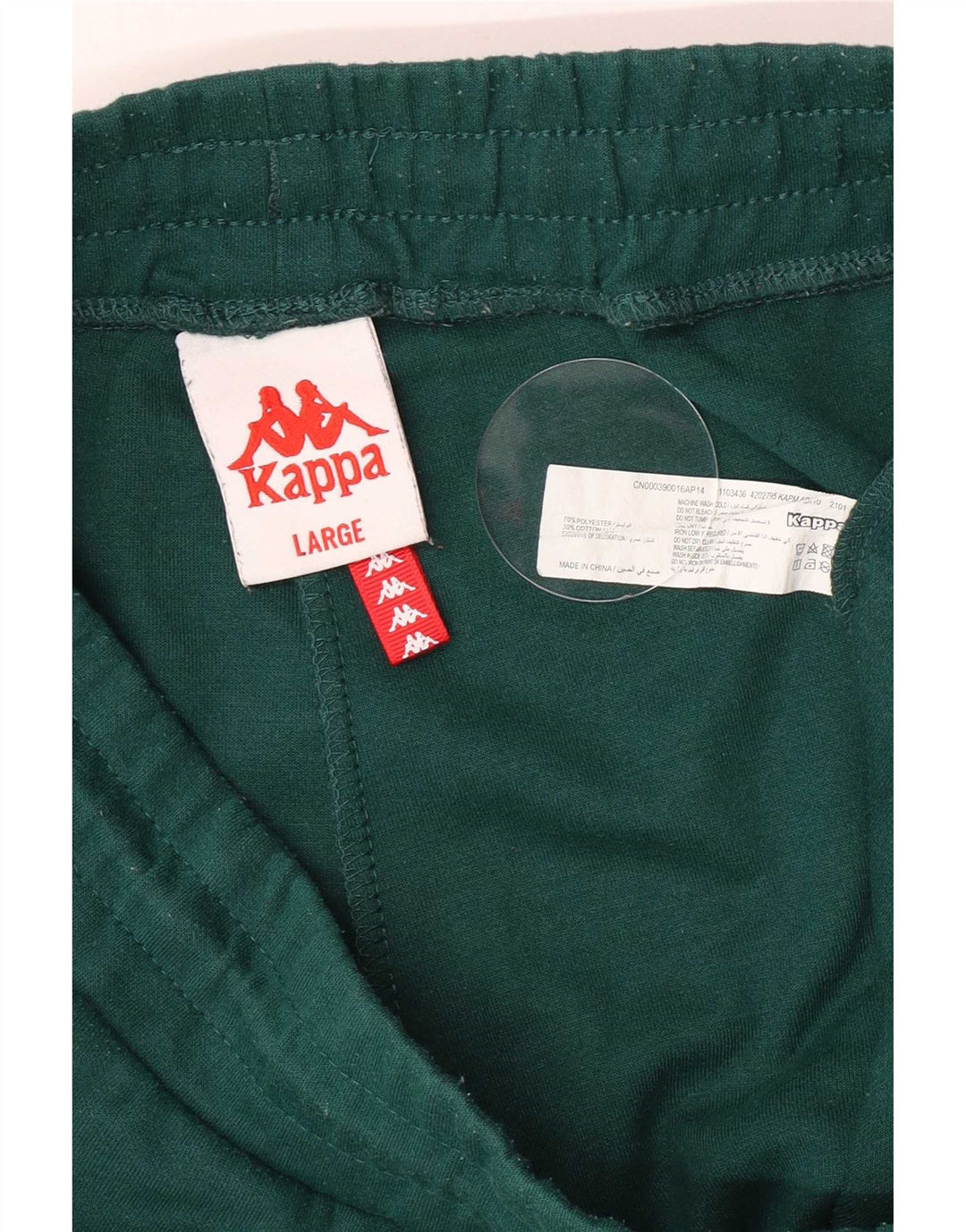 Kappa Short de sport pour homme en polyester à rayures vertes