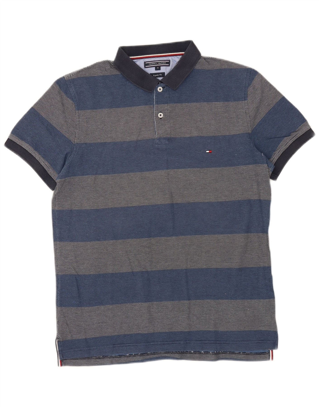 Tommy Hilfiger Polo Regular Fit Homme Bleu Moyen Rayé Coton