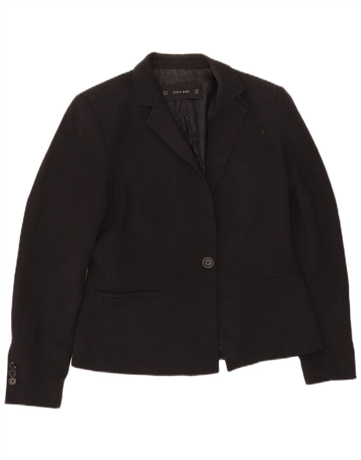 Zara Veste blazer à 1 bouton pour femme UK 12 Noir moyen