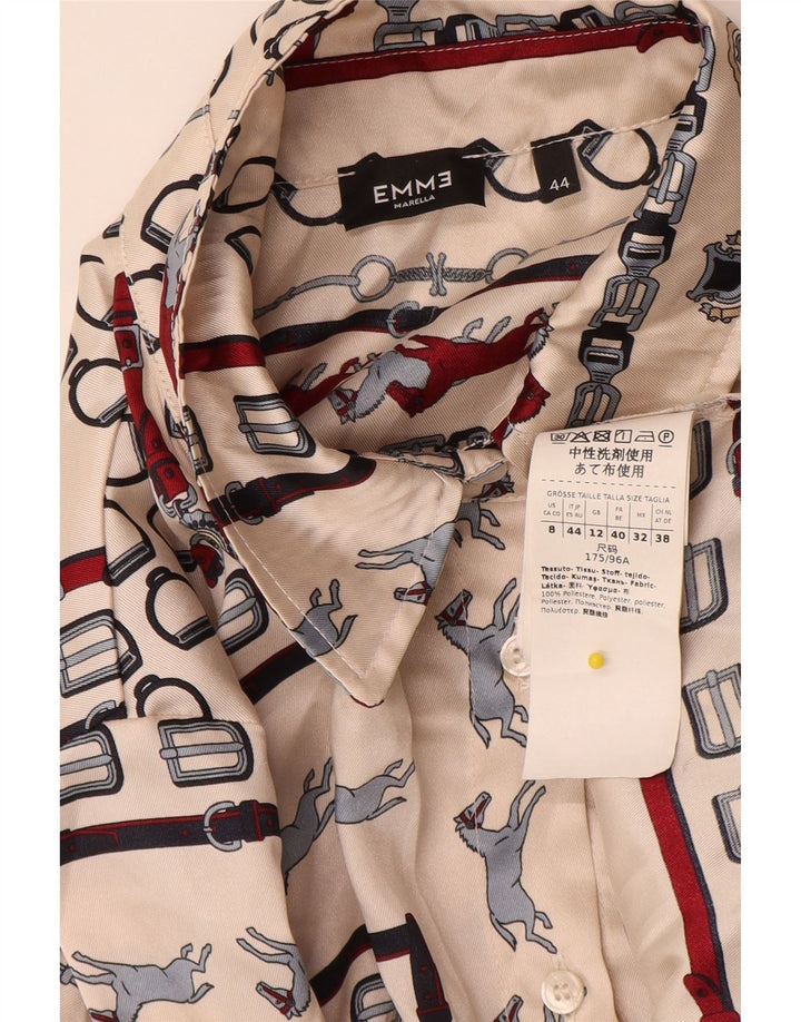 Marella Chemise EMME Femme UK 12 Polyester Géométrique Beige Moyen