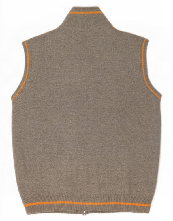 vintage Mens Cardigan sans manches Pull Grand Gris Argyle/Diamant