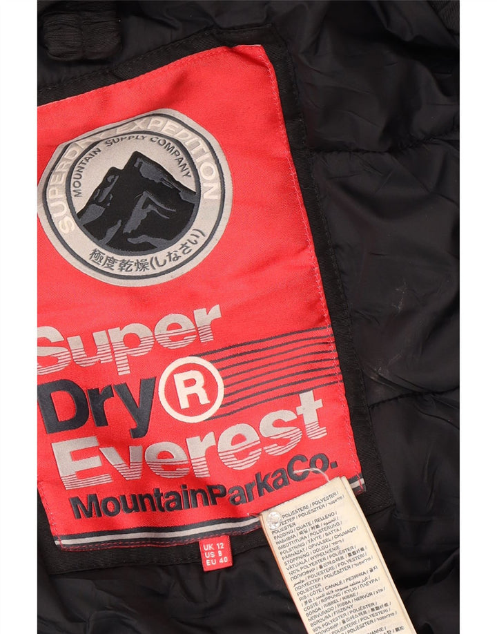 Superdry Parka Femme UK 12 Medium Noir Hiver