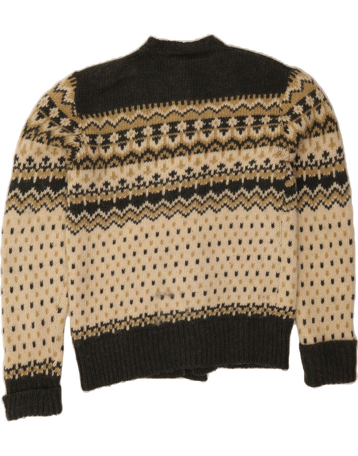 C&A Pull Cardigan Homme IT 52/54 Large Kaki Fair Isle Wool