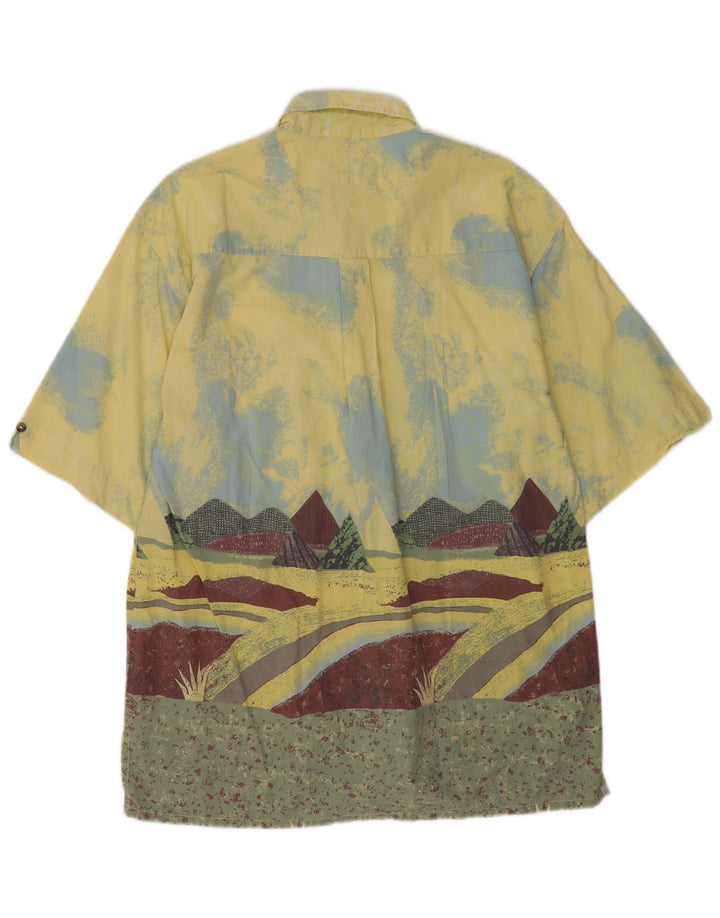Fieldwork Chemise Graphique à Manches Courtes pour Hommes Large Jaune Colorblock