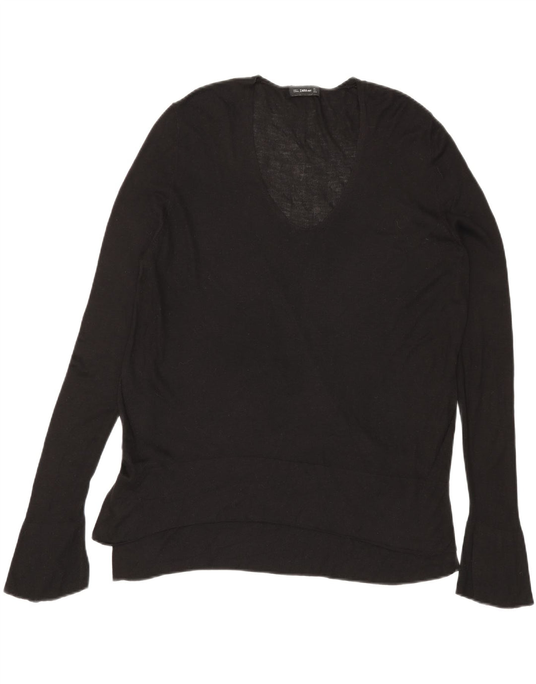 Zara Femme Top Manches Longues UK 16 Large Noir Viscose