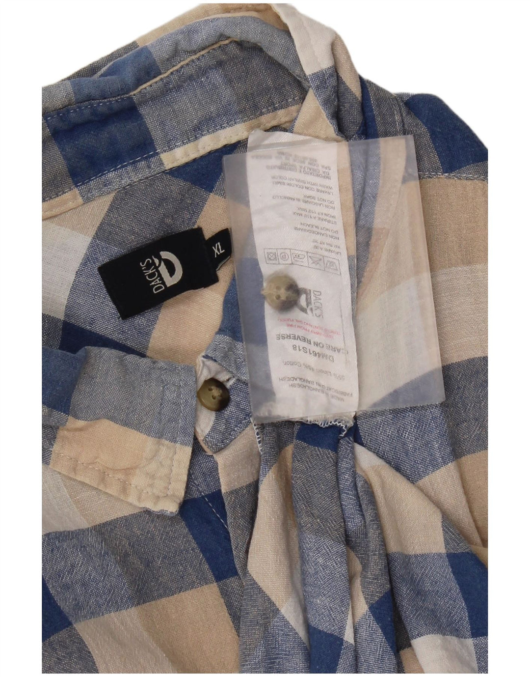 Dack's Chemise à manches courtes pour homme XL en lin vichy beige