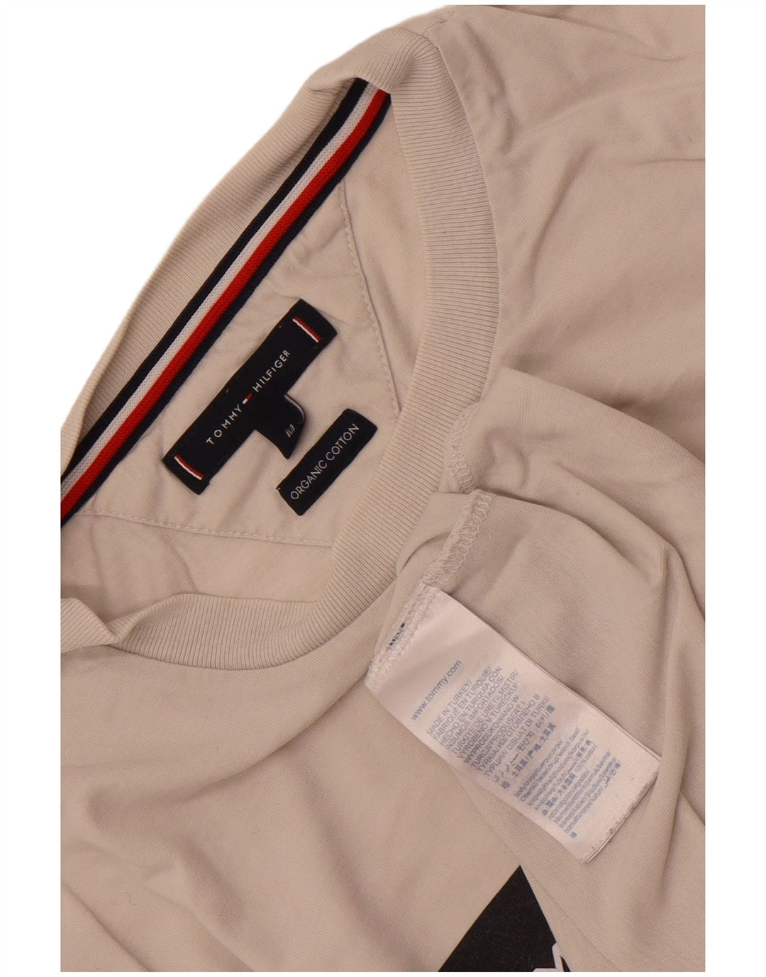 Tommy Hilfiger T-Shirt Graphique Homme Blanc Moyen Coton