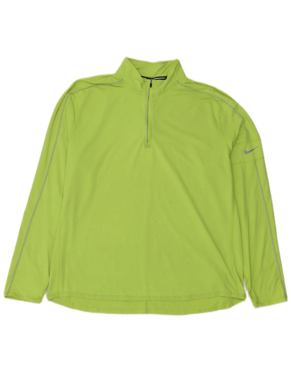 Nike Hommes Dri Fit Zip Neck Pull Survêtement Top 2XL Vert Polyester
