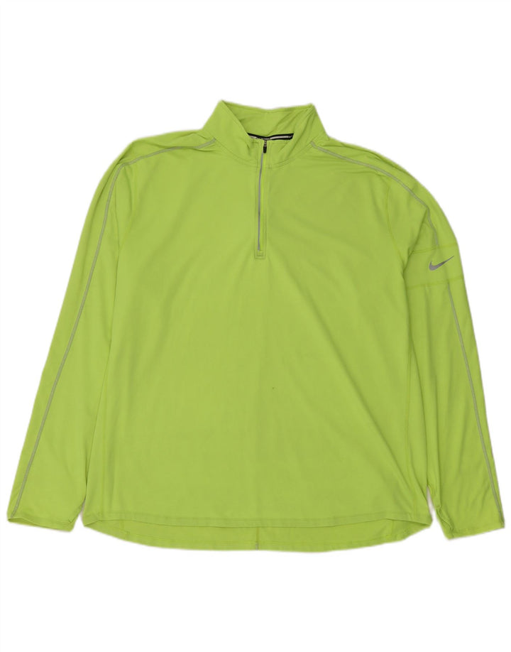 Nike Hommes Dri Fit Zip Neck Pull Survêtement Top 2XL Vert Polyester