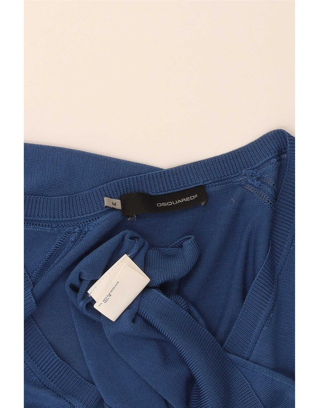 Dsquared2 Pull col V pour femme UK 12 Bleu moyen Soie