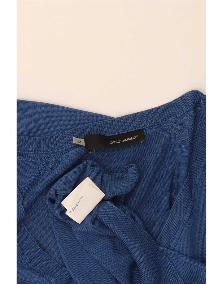 Dsquared2 Pull col V pour femme UK 12 Bleu moyen Soie
