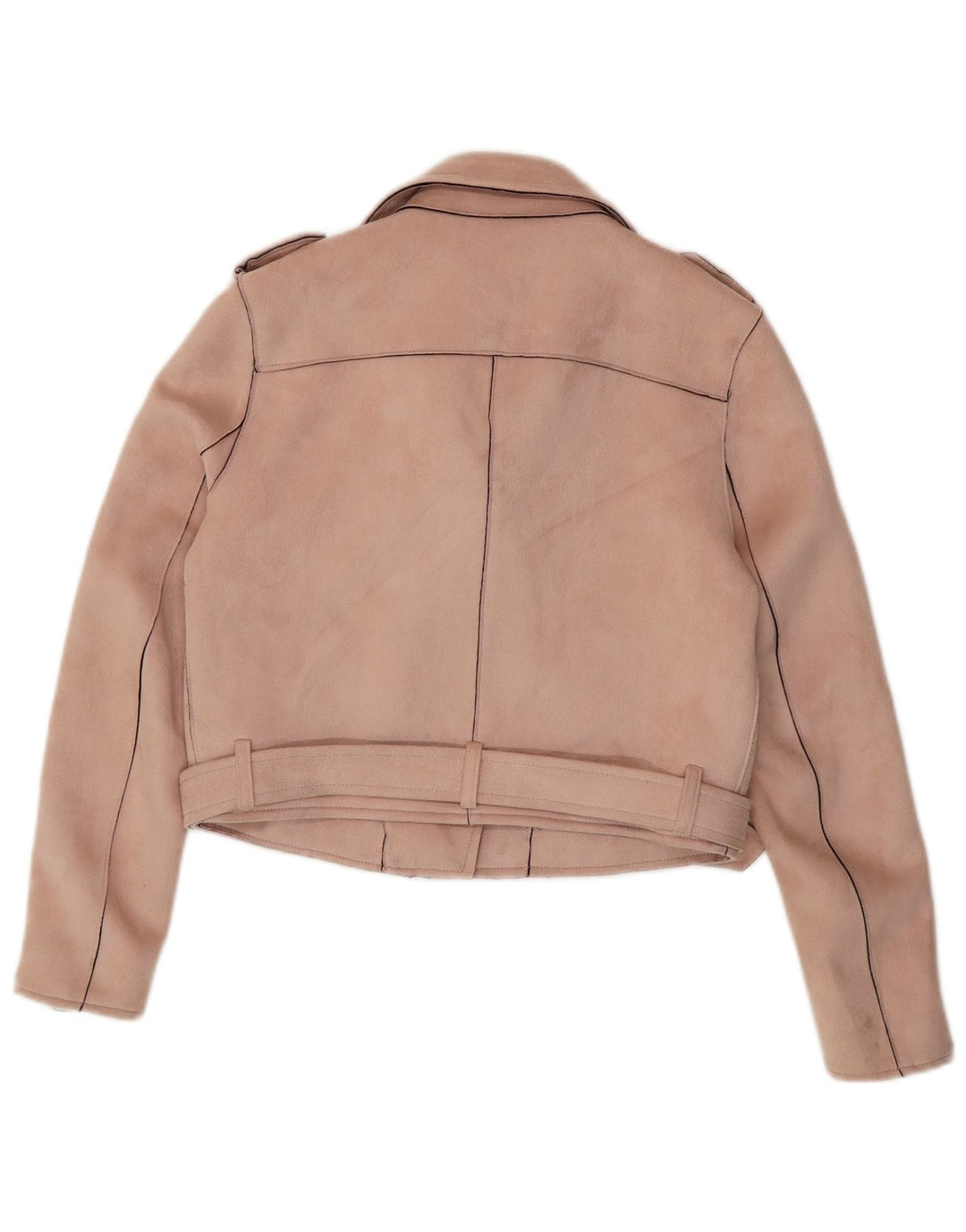 ZARA Veste de motard courte pour femme UK 12 Polyester rose moyen