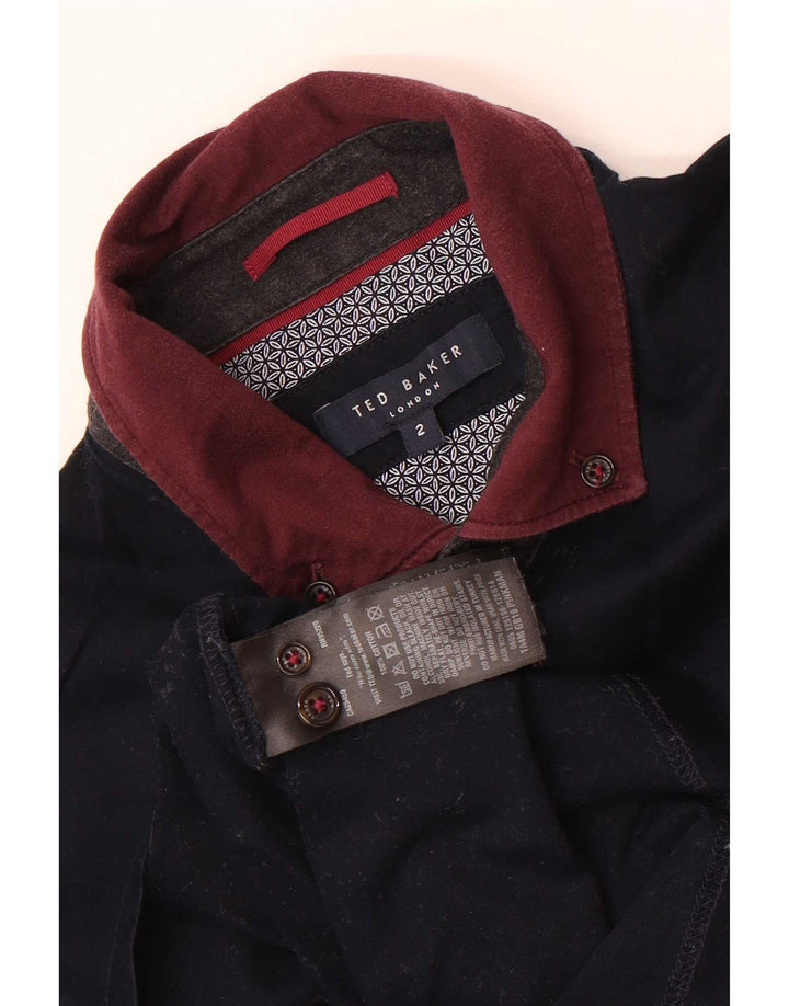 Ted Baker Polo Homme Taille 2 Petit Bleu Marine Colorblock Coton