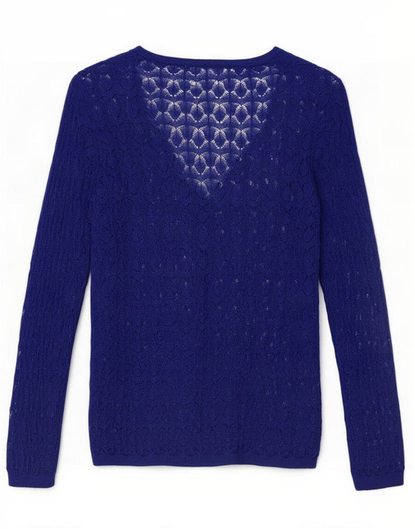 Zara Cardigan surdimensionné à manches 3/4 pour femme UK 10 Small Bleu Acrylique