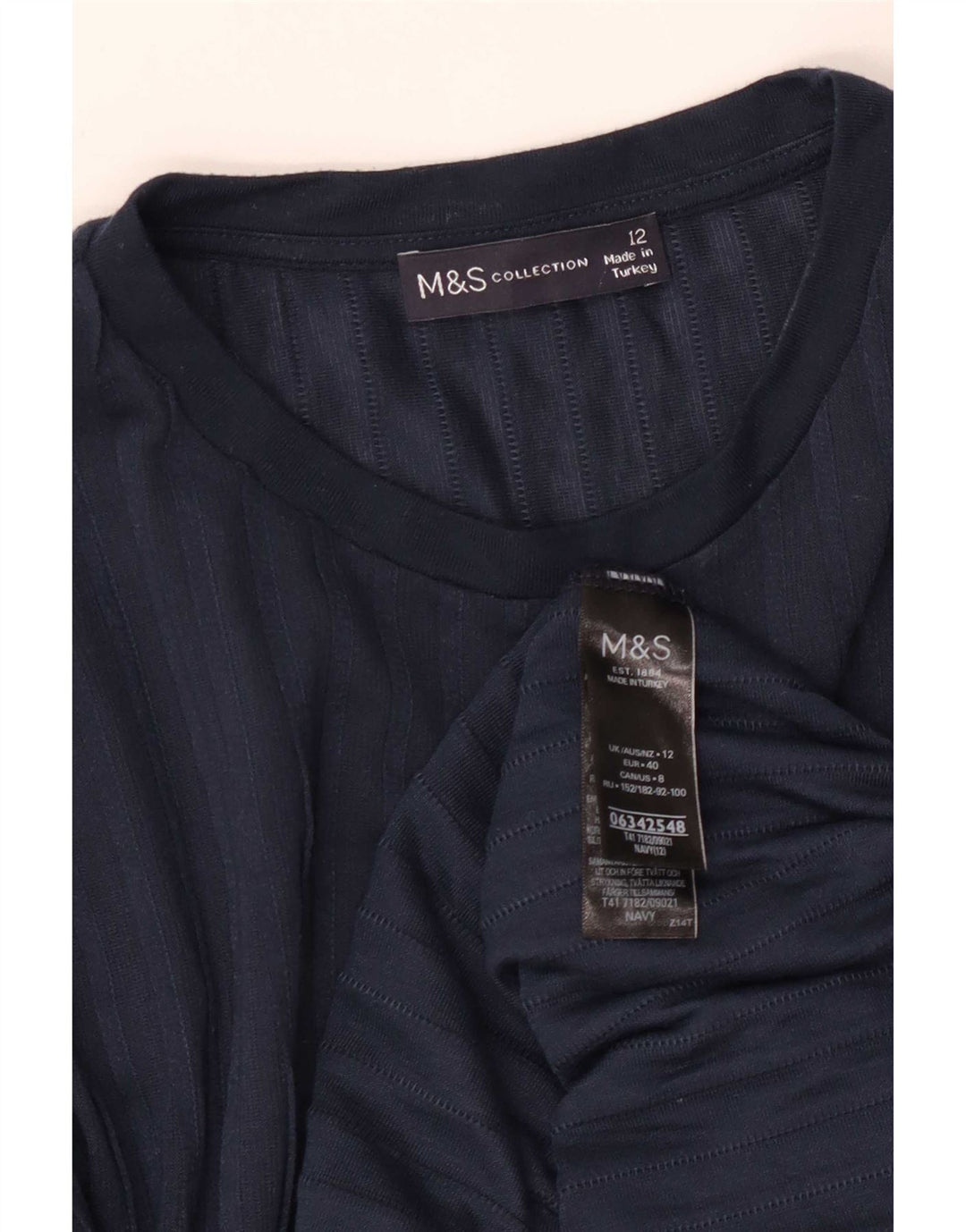 Marks & Spencer Haut à manches longues pour femme UK 12 Bleu marine moyen Polyester