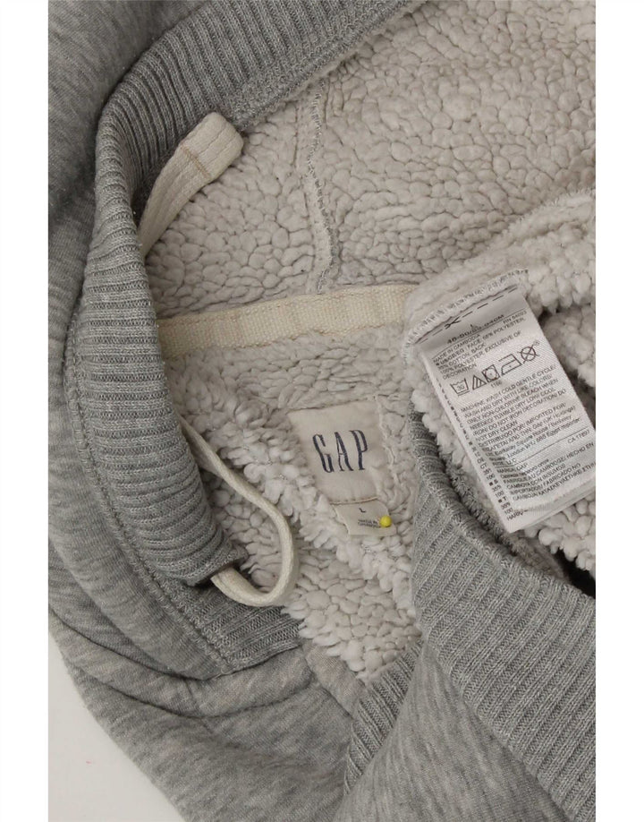 Gap Pull à capuche zippé graphique pour hommes, grand coton gris