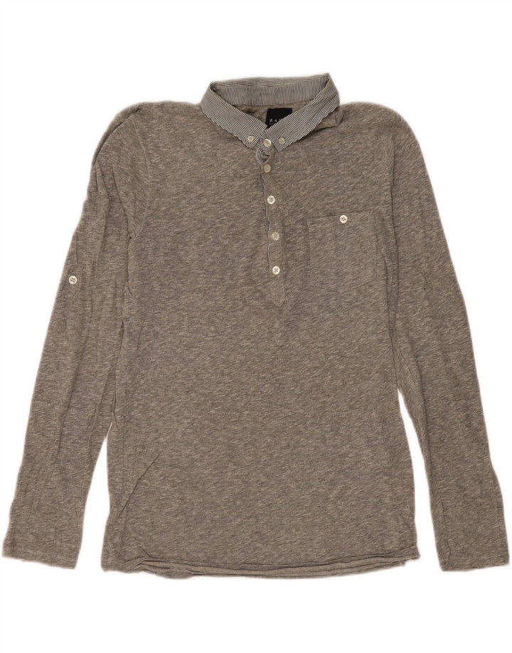 Polo À Manches Longues Homme Zara Gris Moyen Moucheté