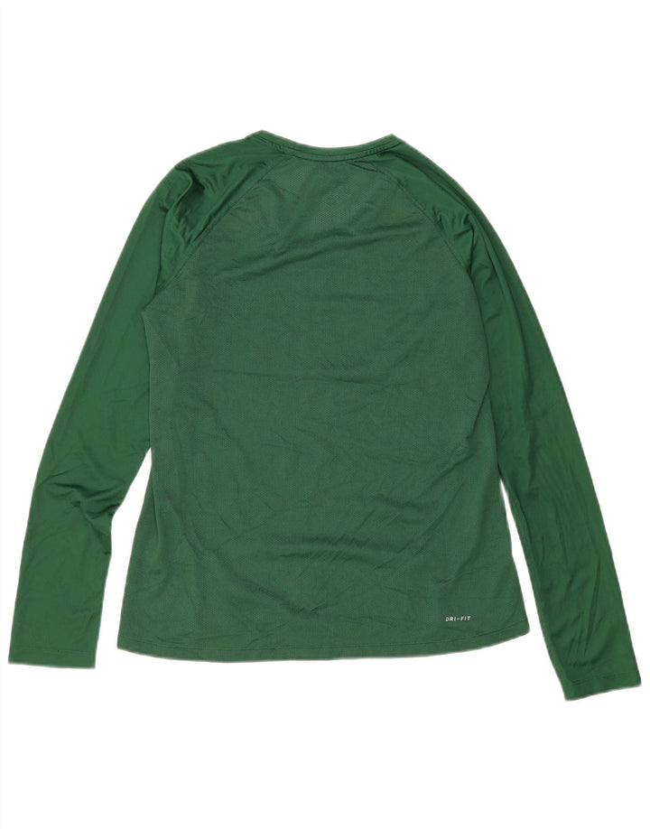 Nike Haut Dri Fit à manches longues pour femme UK 14 Large Vert Colorblock Polyester