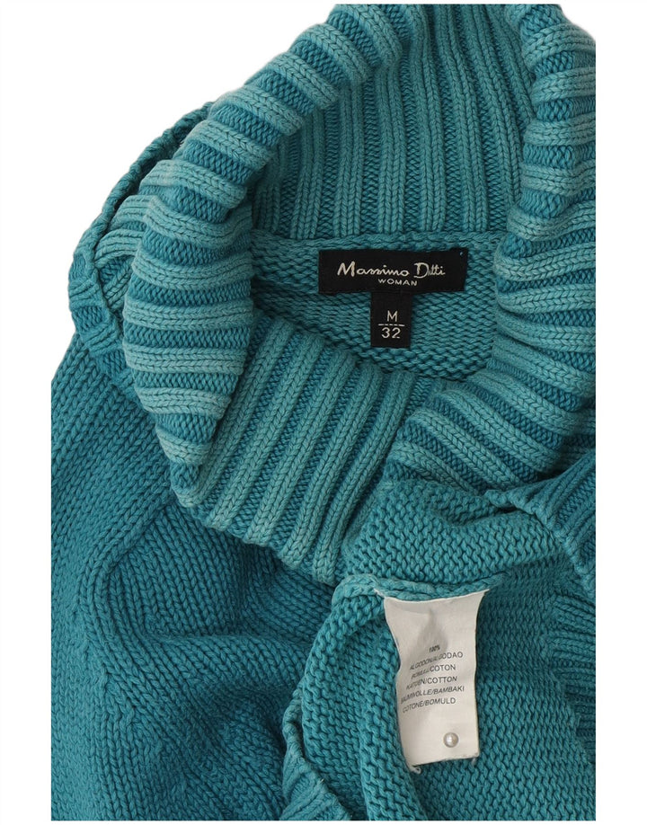 Massimo Dutti Pull col roulé pour femme UK 12 Bleu moyen Coton