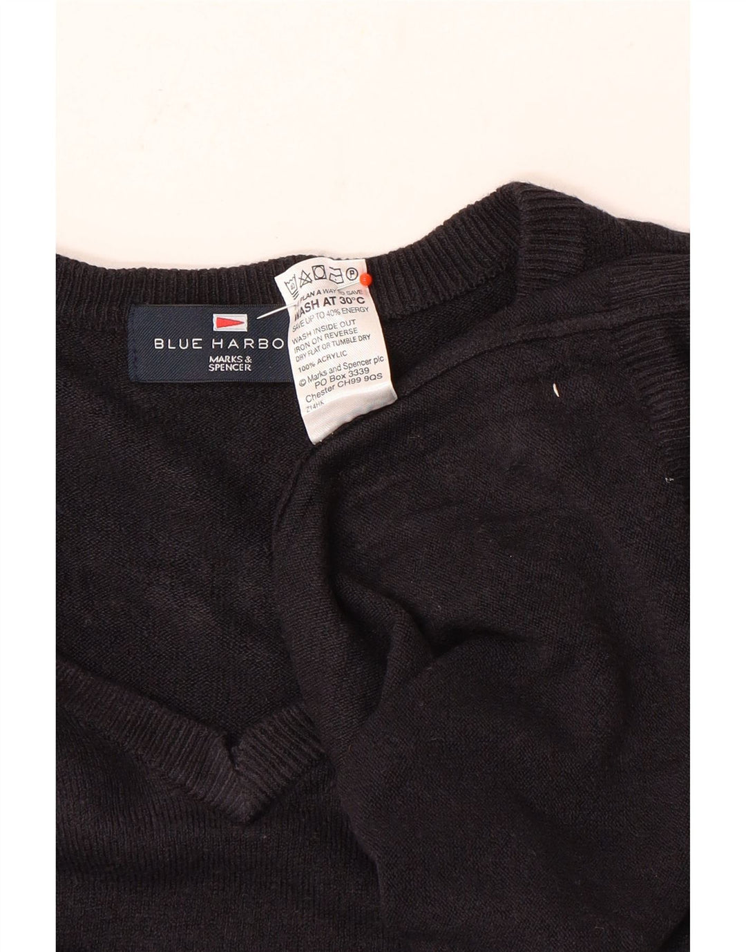 Marks & Spencer Pull à col en V Blue Harbor pour hommes, grand bleu marine