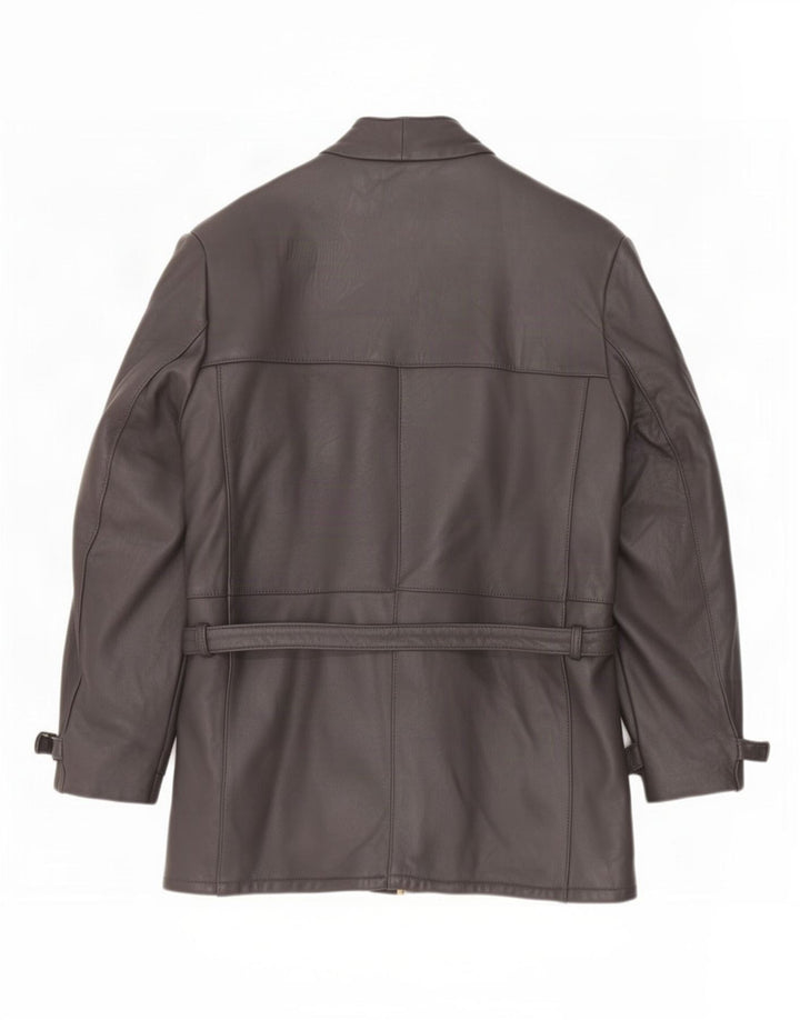 manteau en cuir femme vintage UK 12 Gris moyen