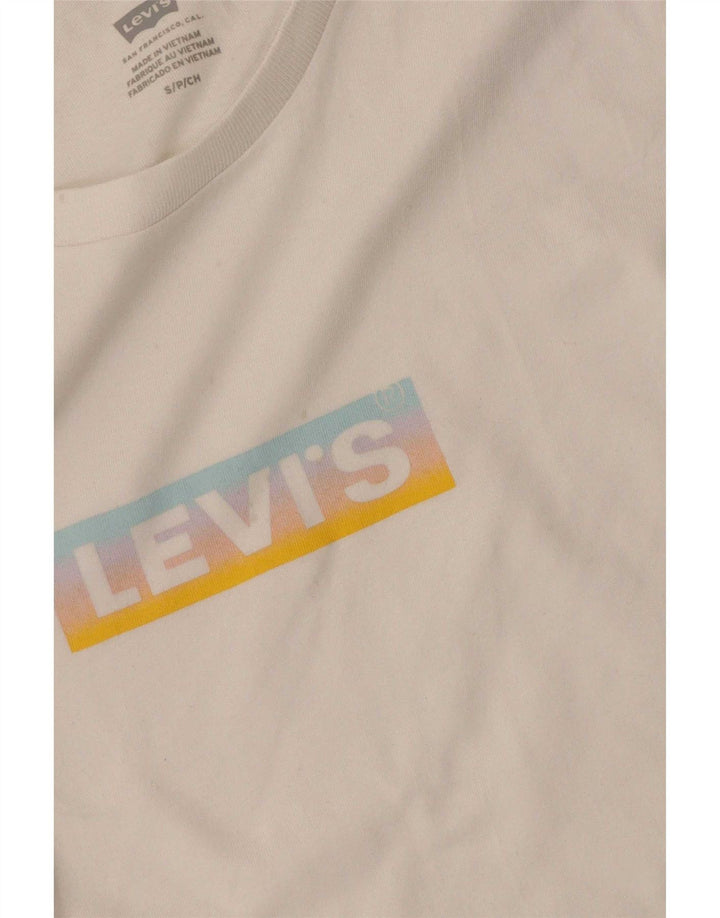 Levi's T-Shirt Graphique Femme UK 8 Small Blanc Coton