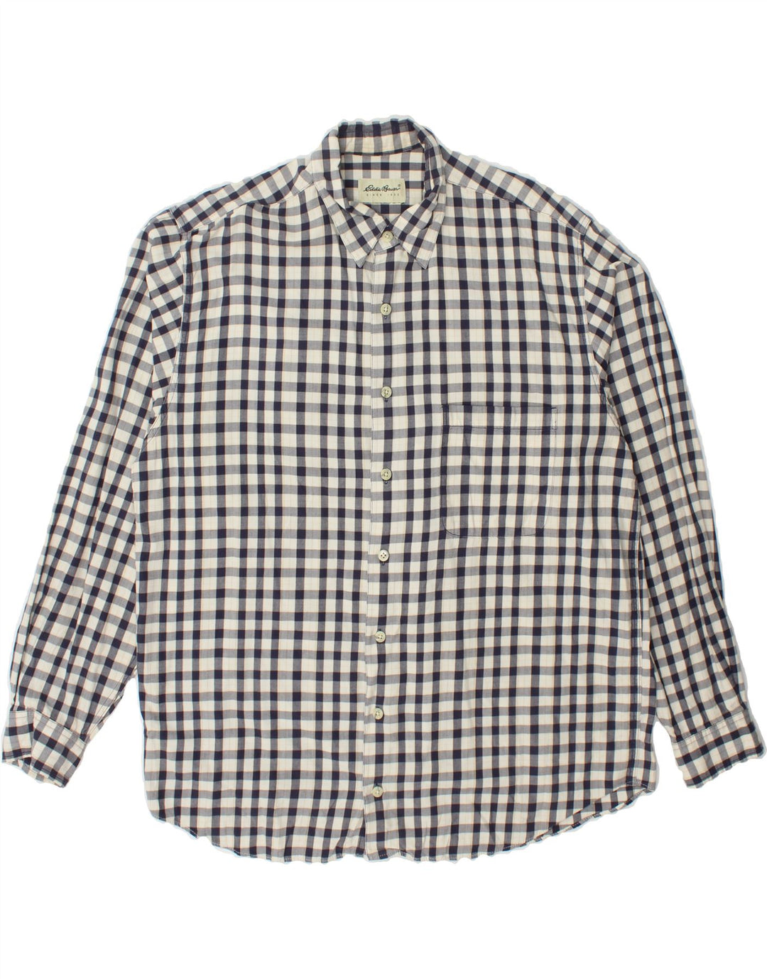 EDDIE BAUER Mens Flannel Shirt XL Black Gingham Cotton Vintage Eddie Bauer and Second-Hand Eddie Bauer from Messina Hembry 