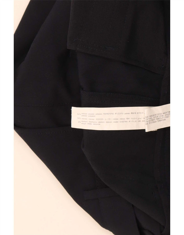 Zara Pantalon De Costume Droit Femme Moyen W30 L30 Bleu Marine Polyester