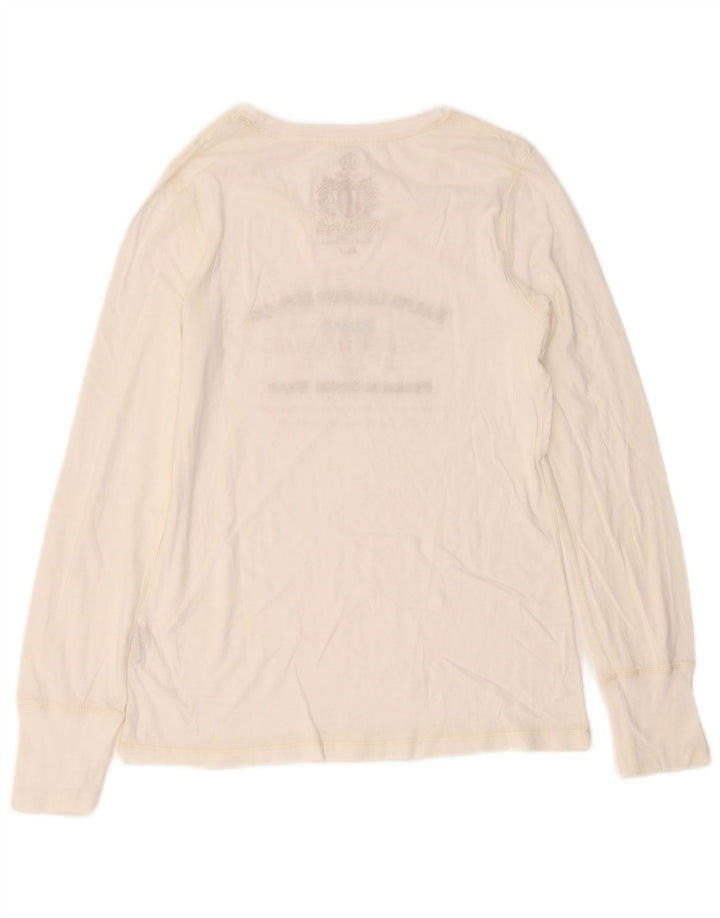 Ralph Lauren Haut graphique à manches longues pour femme UK 8 Small Blanc
