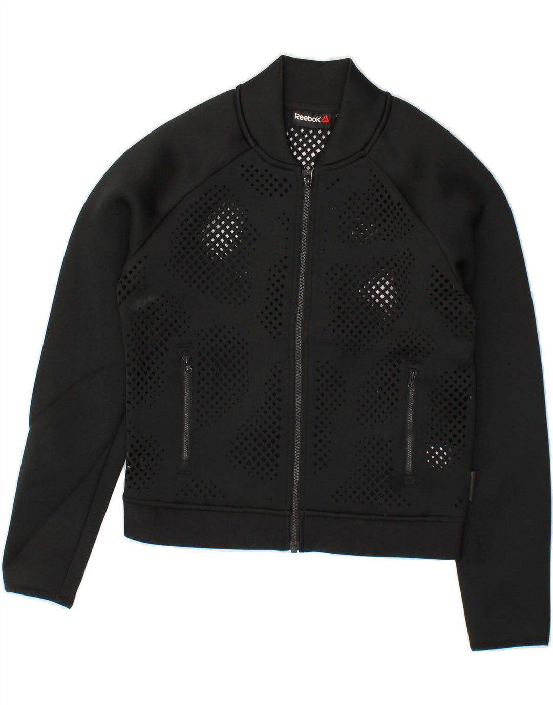 REEBOK Womens Tracksuit Top Jacket UK 10 Small Black Polyester Vintage Reebok and Second-Hand Reebok from Messina Hembry 
