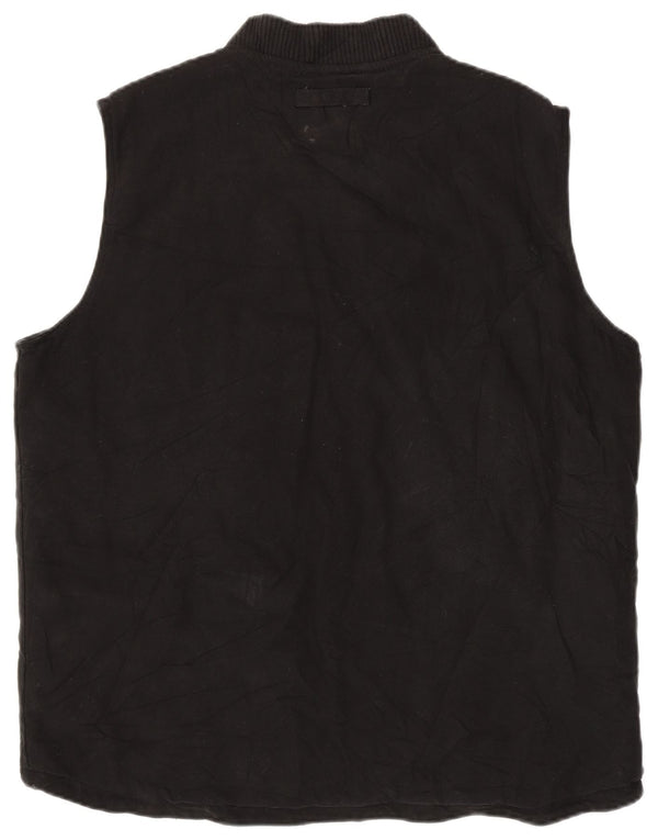 vintage Mens Tall Utility Gilet UK 42 XL Coton Noir