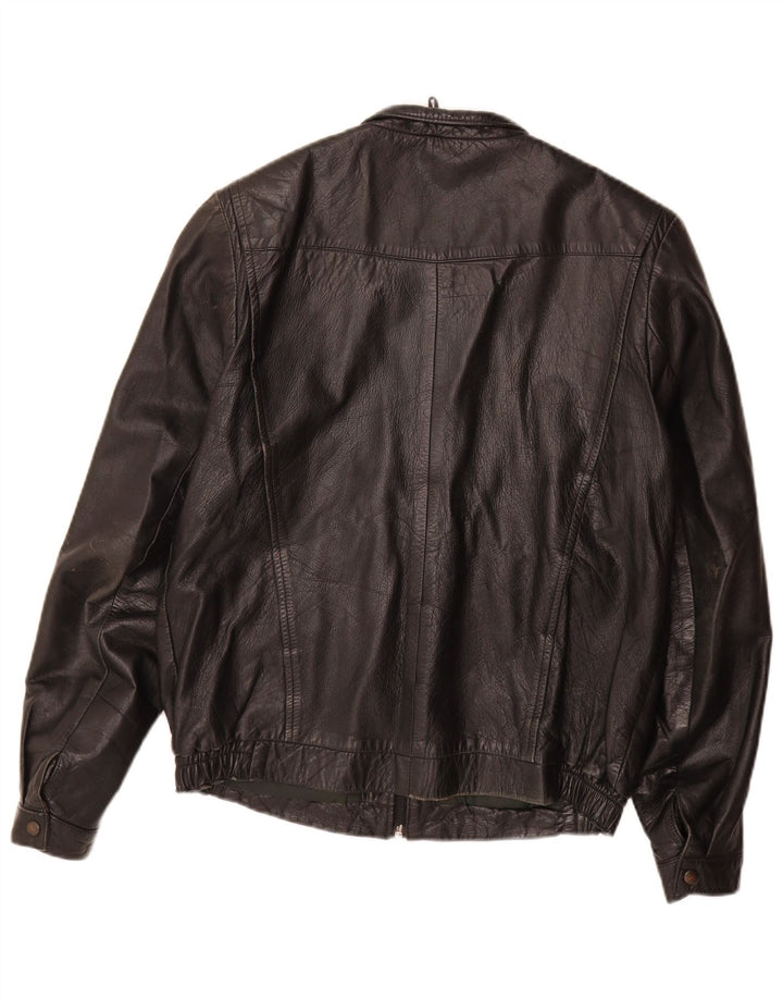 veste en cuir homme vintage IT 50 Grand cuir noir