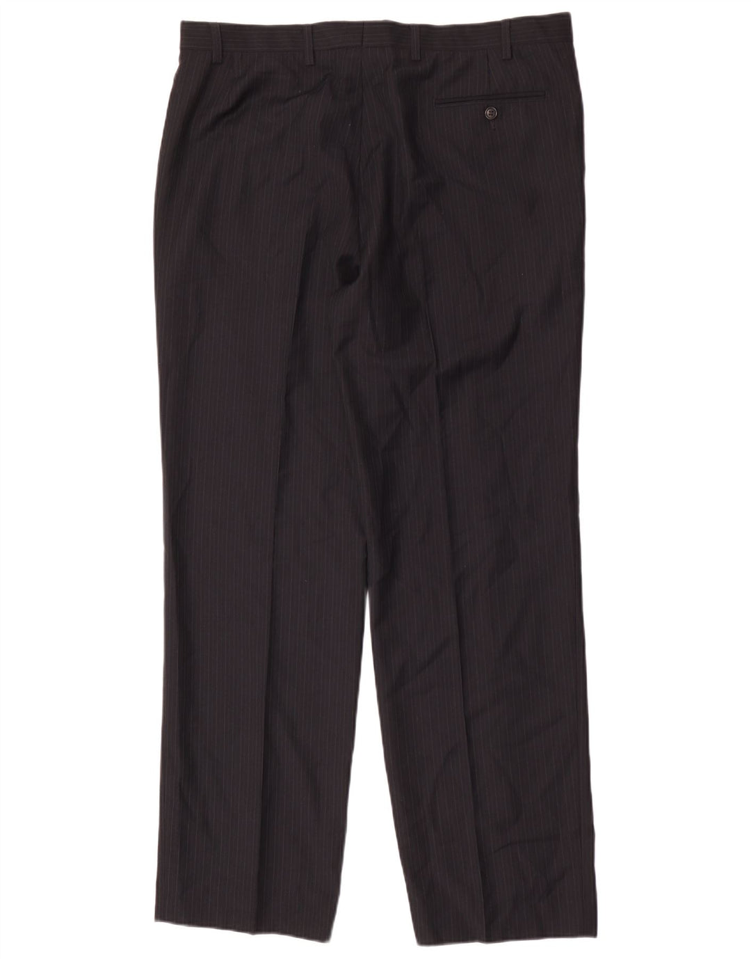 Marks & Spencer Pantalon de Costume Homme W38 L33 Bleu Marine Rayé Polyester