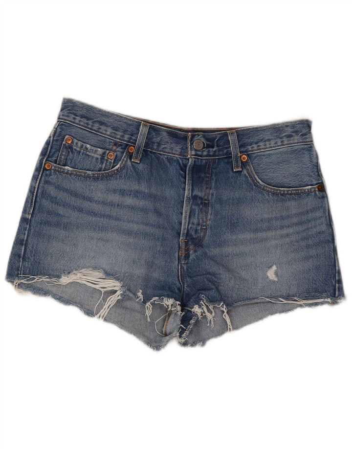 LEVI'S Short en Jean 501 Vieilli Femme W28 Bleu Moyen