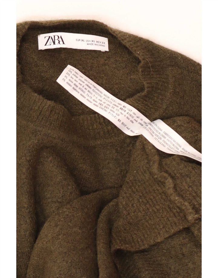 Zara Pull ras du cou pour homme XL Kaki Nylon