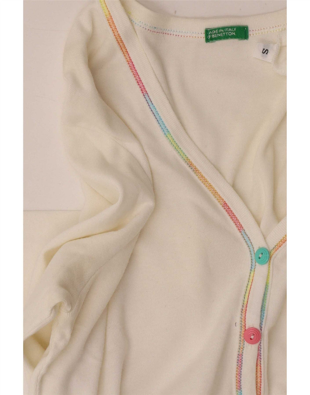 Benetton Cardigan court pour femme UK 8 Small Blanc