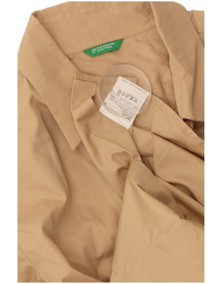 Benetton Chemise à manches 3/4 pour femme UK 10 Petit coton beige