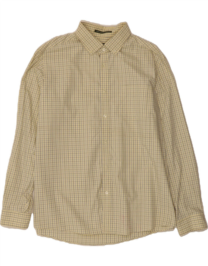 EDDIE BAUER Mens Relaxed Fit Shirt XL Yellow Check Cotton Vintage Eddie Bauer and Second-Hand Eddie Bauer from Messina Hembry 