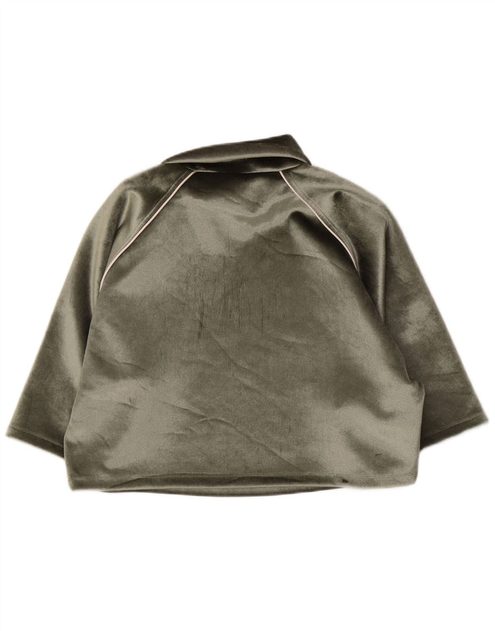 Adidas Haut en velours surdimensionné à manches 3/4 pour femme UK 8 Petit Vert Polyester